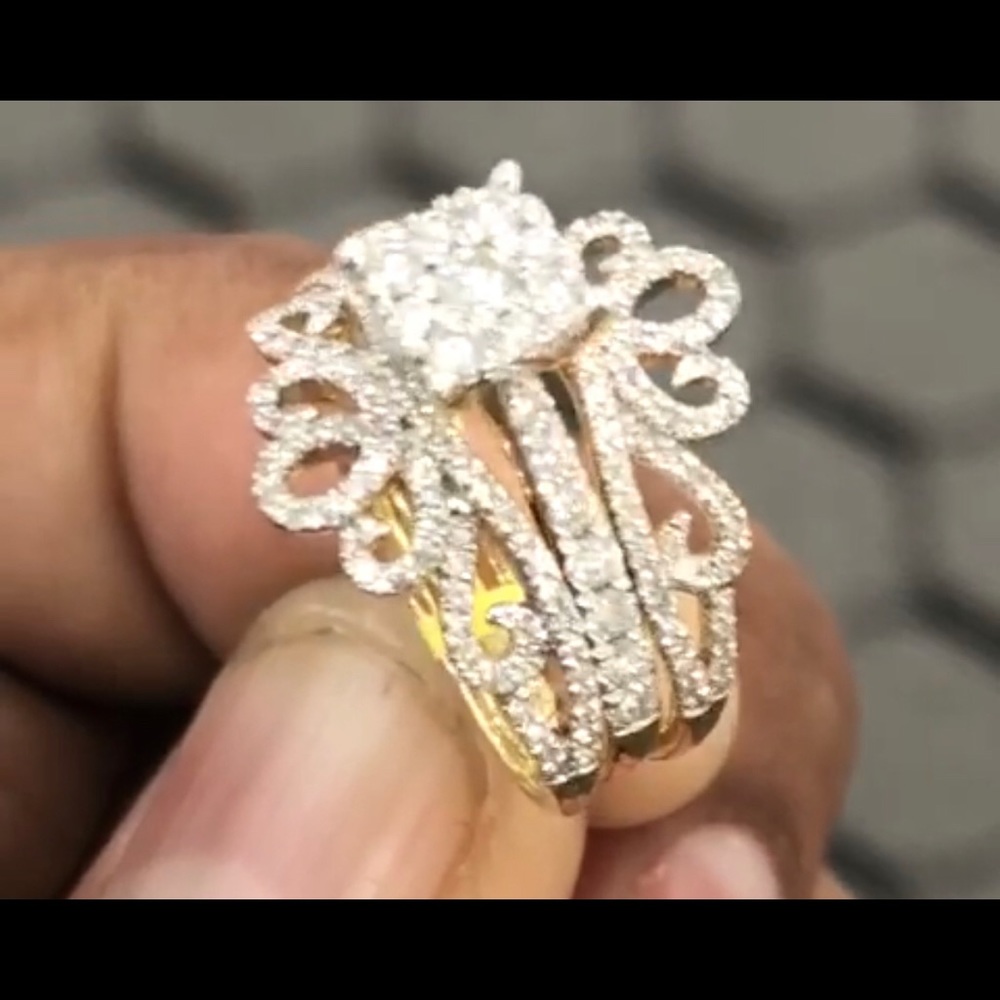 Real Diamond Custom Ring 10k solid gold Bridal Set - Picture 5 of 6
